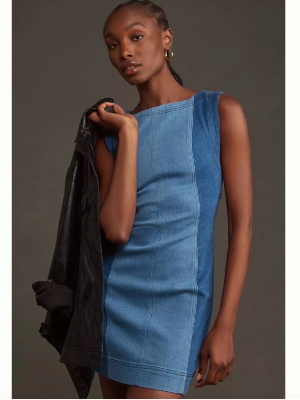 Pilcro “Kendall” Two-Toned Denim Mini Dress - Classic Shift